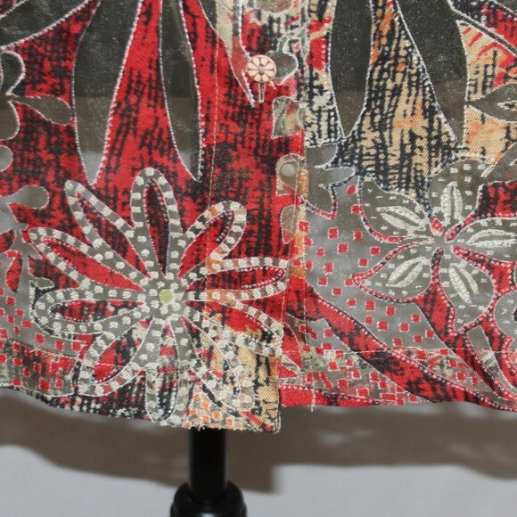 TanJay Shear Multicolor 3/4 Sleeve Button Down Top - Picture 6 of 11